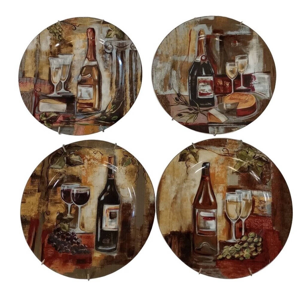 Sakura Table Classico Silvia Vassileva Wine Plates Set of 4 Wall Decor Stoneware
